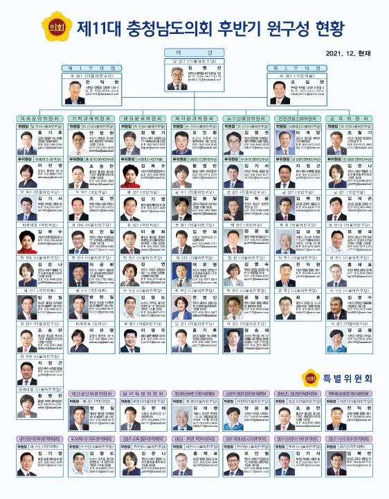 '제11대 충청남도의회 후반기 원구성 현황(2021.12월 현재)' 게시글의 사진(1) '(211216)제11대 충청남도의회 후반기 원구성 현황.jpg'